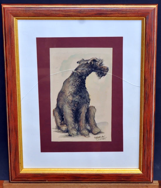 Ramon Aguilar More (Bcn, 1924 - 2015) Dibujo Acuarelado Fechado Año 1945. Perro Ramon Aguilar More (Bcn, 1924 - 2015) Dibujo Acuarelado Fechado Año 1945. Perro