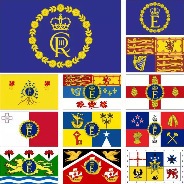 UK FLAG KING Charles III Queen Elizabeth II Royal Australia Jamaica New