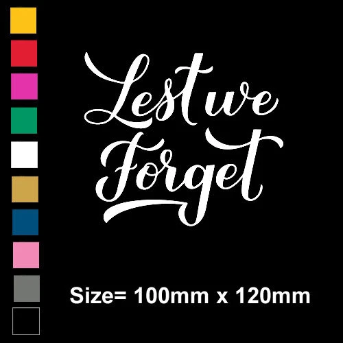 Lest We Forget Remembrance Day Rememberance Fenster Vinyl Aufkleber Aufkleber Mohn