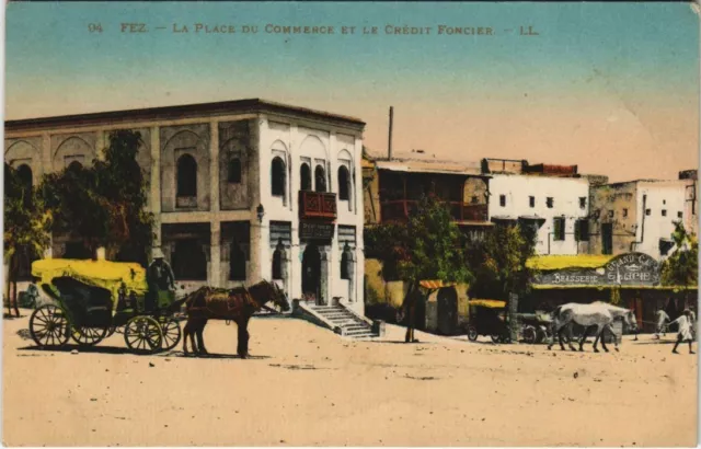 CPA AK MOROCCO FEZ La Plage du Commerce et le Credit Foncier (10218)