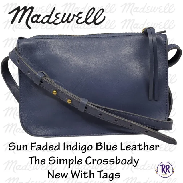 Madewell The Simple Crossbody Bag Sun Faded Indigo Blue Leather Small NWT