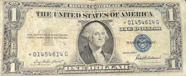 1935-F **STAR NOTE** $1 Dollar Blue Seal Silver Certificate 