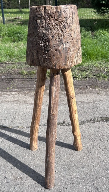 Petit Tabouret En Bois Ancien – Art Populaire – Déco Vintage Française