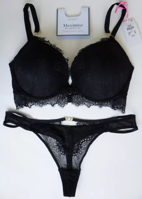 PRIMARK MAXIMISE+2 CUP SIZES TOTALLY SEXY BLACK LACE TEDDY/BODYSUIT & FREE  THONG