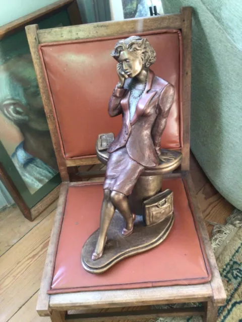 RARE 1992 AUSTIN SCULPTURE Alice Heath 9 TO 5 Business Woman Phone Signed 15"