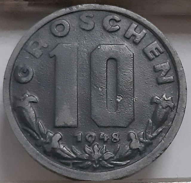 Austria 10 Groschen 1948 KM#2874 Zinc Second Republic (3970)
