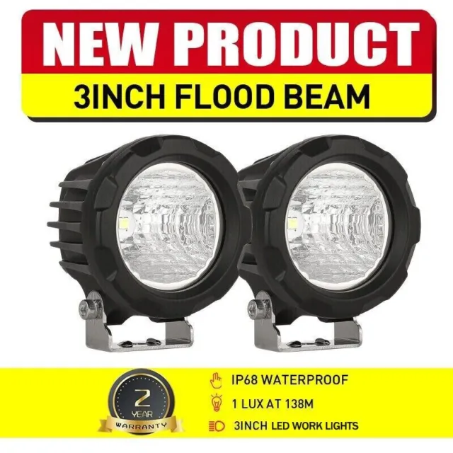 Pair 3inch LED Work Lights Flood Headlight Reverse LED Cube Pods Motorcycle 4x4