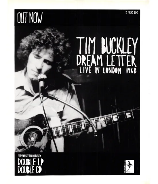 Ptp70 Magazine Advert 11X9" Tim Buckley : Dream Letter Live In London 1968 Album