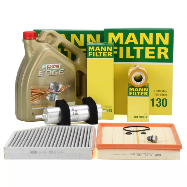 MANN Filterset + 5L CASTROL 5W30 Motoröl für AUDI A4 B8 A5 8T 8F Q5 8RB 2.0 TDI