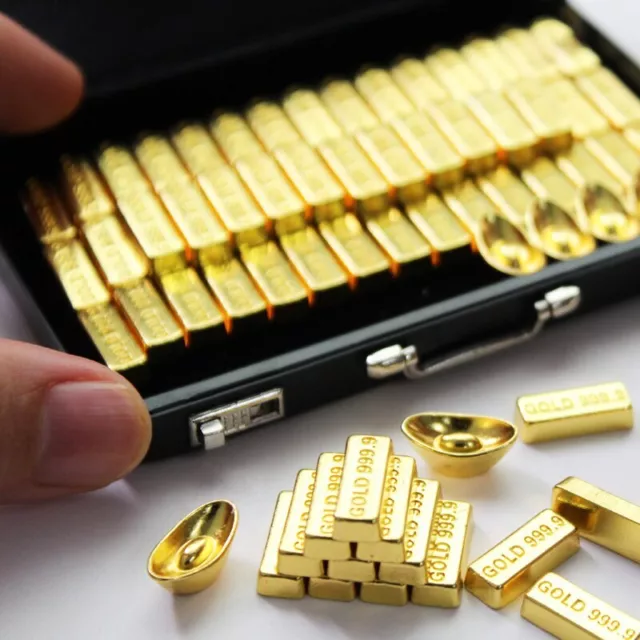 1/6 Scale Miniatures Dollhouse Simulation Gold Bullion Box Bar Accessories Toy