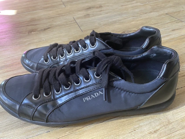 Prada 4E1835 Chaussures Basket Homme Noir En Excellente État Taille 7 Uk - 42 Fr