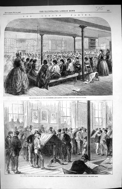 Old 1862 Cotton Famine Sewing Class Manchester Salford Camp-Field Lib Victorian