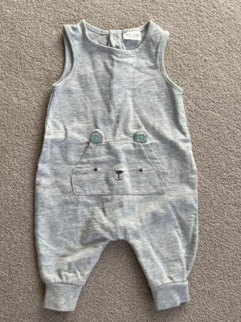 NEXT Baby boy Bear dungarees 0-3 months excellent condition Worn Once Light Grey