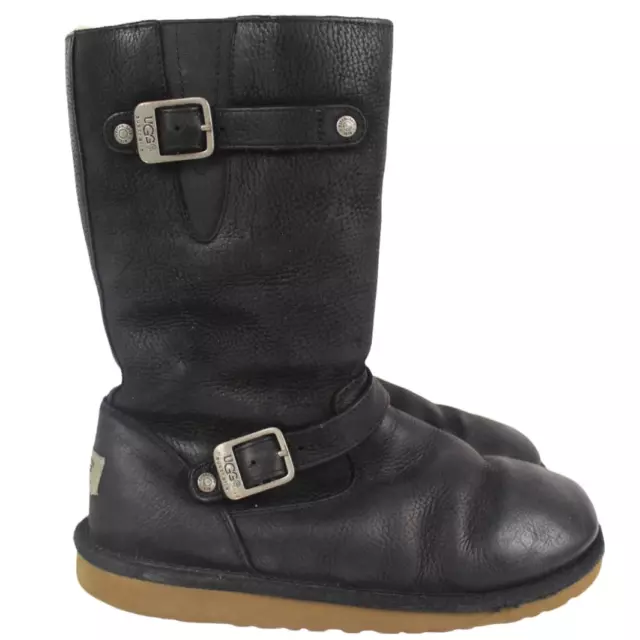 Ugg Australia Womens Kensington Winter Boots Black Leather Shearling Lined 5