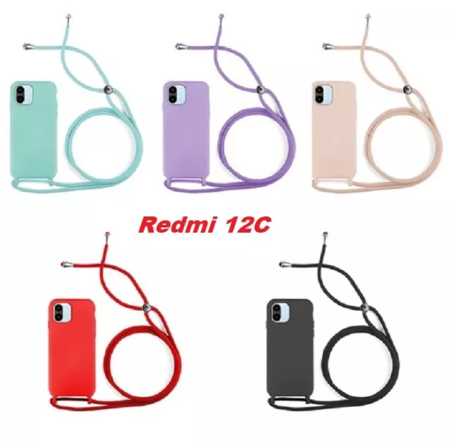 Funda suave con Cordón para Xiaomi Redmi 12C disponible en varios colores
