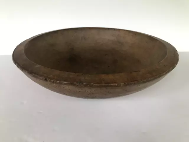 EARLY ANTIQUE PRIMITIVE VERY LARGE WOOD WOODEN BOWL , 20.5" dia.