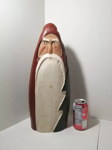 Wooden Wildlife LG Wood Santa Claus Kennebunk Maine Hand Carved Signed OOAK