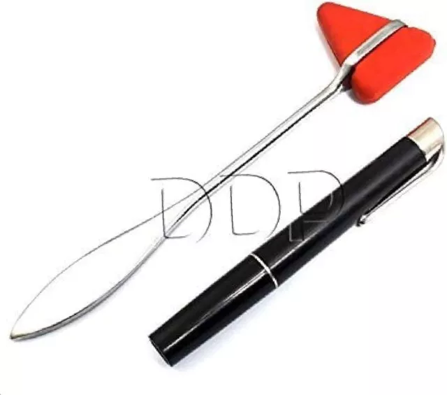 Neurological Percussion Reflex Taylor Hammer + Diagnostic Pen light Penlight