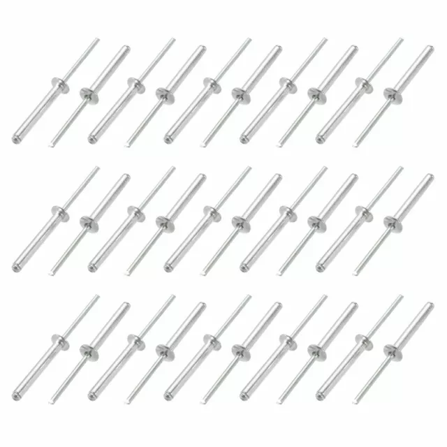 30 Pcs 4mm x 30mm Aluminum/Steel Open End Blind Rivets