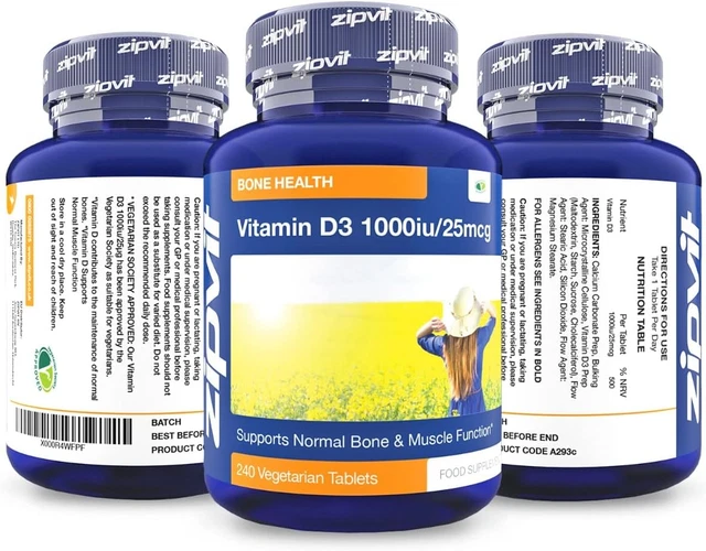 VITAMIN D 1000IU 240 Micro Tablets. High Absorption Cholecalciferol D3