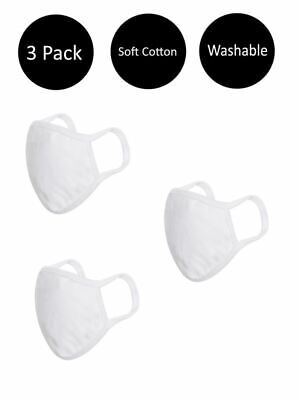 Face Mask Washable Reusable Unisex 100% Cotton Double Layer Mouth Cover 3 Pack