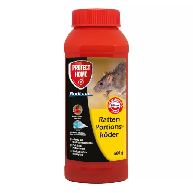 Protect Home Rodicum Ratten Portionsköder 500 g Rattenköder Bekämpfen 27ppm