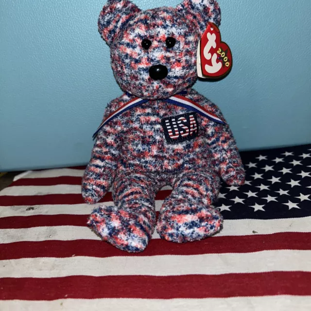 Ty Beanie Babies USA Bear , 7-4-2000 Ex with Tag, Patriotic Bear