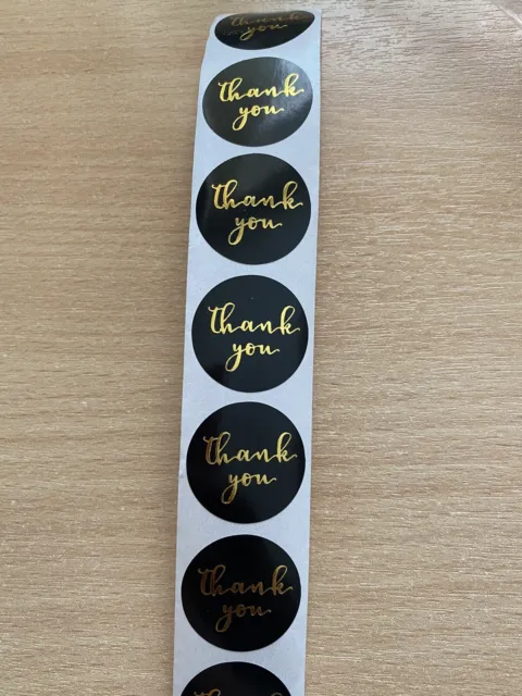 50 Round Black Gold Thank You Sticker Buy2Get1Free Craft Occasion Gift Scrapbook