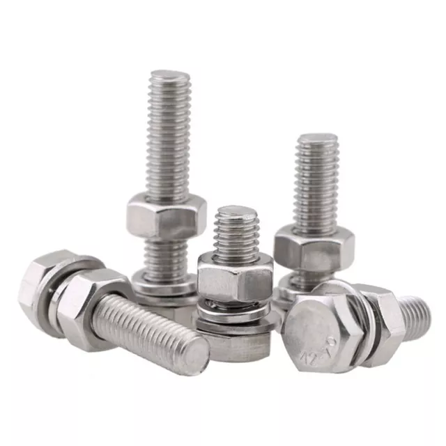 A4 Stainless Steel Hex Head Screws with Nut/Washer/Spring Washer M3-M12 Bolts