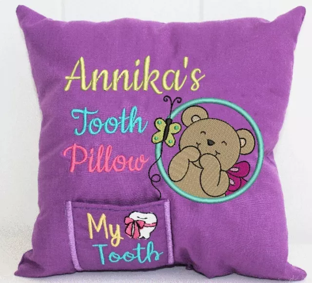 Kids Tooth Fairy Pillow | Personalised | Night Moon Teddy Bear |  1st Name FREE 2