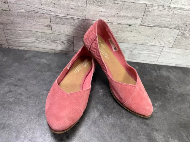 Toms Jutti  Womens Shoes Pink 7 M Suede Slip On Comfort Casual Ballet Flats