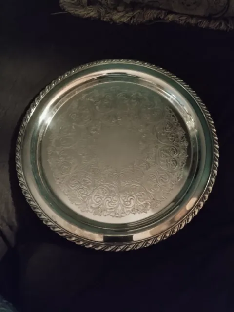 WM William ROGERS 272 Vintage Silver Plated | 15"W x 3/4”H | Round Serving Tray