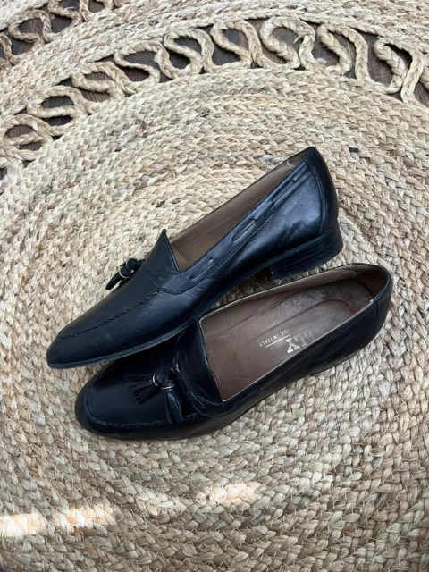 BALLY BLACK LEATHER Loafers Tassels Men’s Sz 8.5Shoes Made in Italy $50 ...