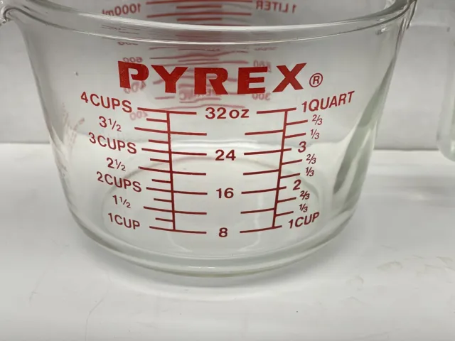 2 Cup Pyrex Measuring Cup J Handle with Red Lettering