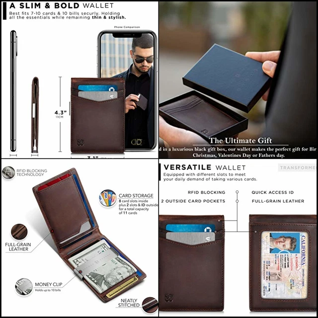 SERMAN BRANDS Money Clip Wallet - Mens Wallets Slim Front Pocket RFID Blockin...