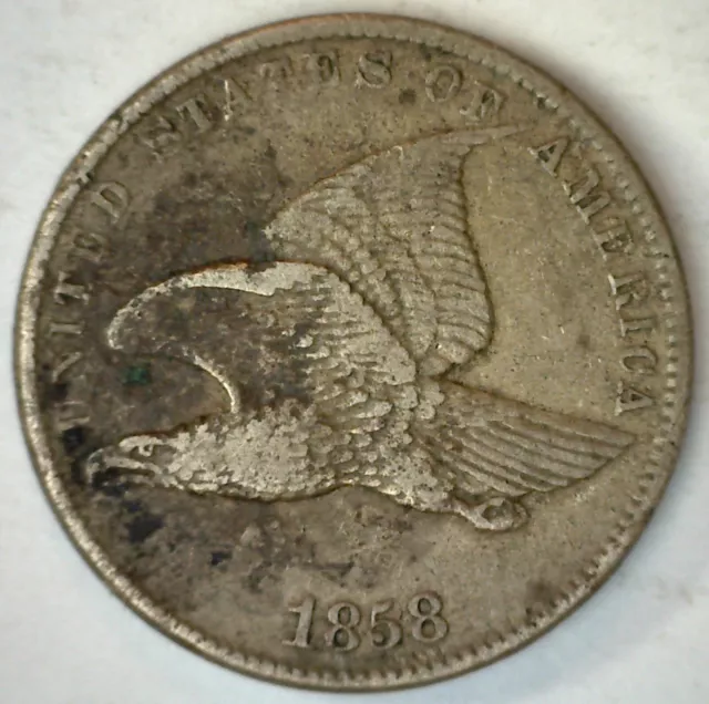 1858 SL Small Letter Flying Eagle One Cent Copper Nickel Very Fine Penny 1c Coin