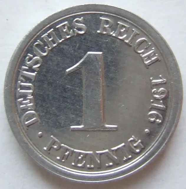 Deutsches Reich 1 Pfennig 1916 G in fast Stempelglanz aus Erstabschlag