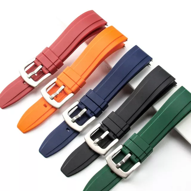 Waterproof Watch Strap Band Silicone Rubber Curved End Divers Sports 20mm 22mm