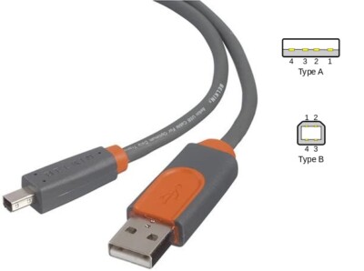 Belkin Nuovo di Zecca USB 2.0 standard USB a Mini B 4 Pin Cavo 3m Fotocamera digitale 