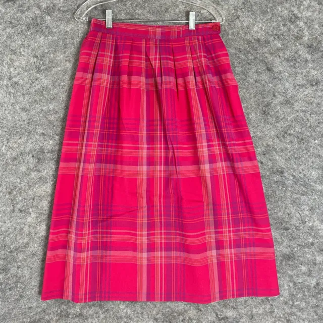 Vintage Miss Pendleton 100% Virgin Wool Plaid Skirt Women's 14 Pink Midi Lined