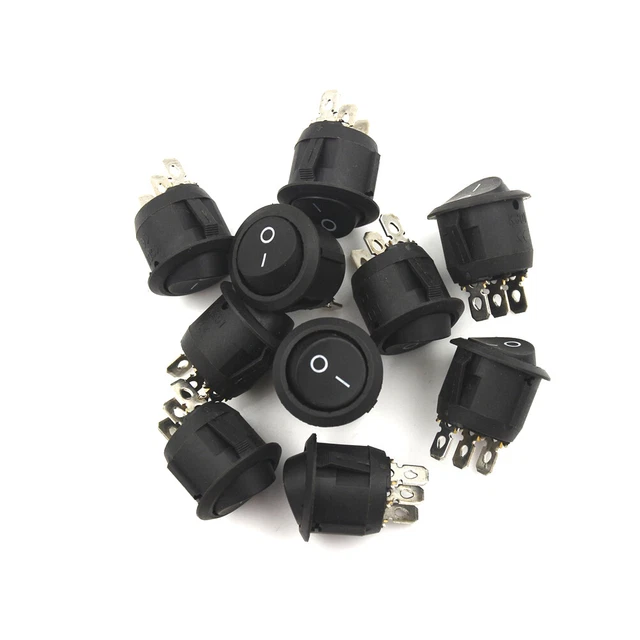 10X MINI ROUND Black 3 Pin SPDT ON-OFF Rocker Switch Snap-i %fP*xd $14. ...