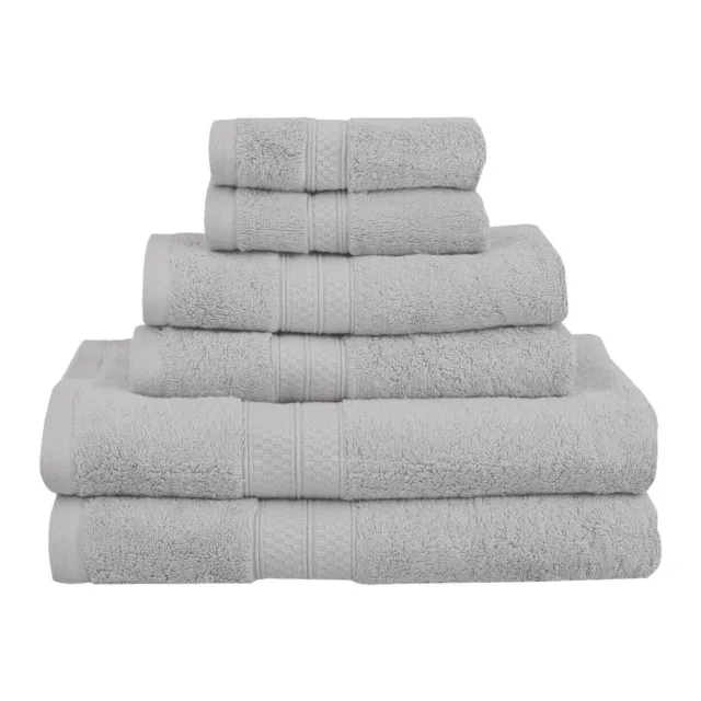 6 Piece Luxury Solid Lightweight Durable Hand Bath Bathroom Washcloth Towel Set