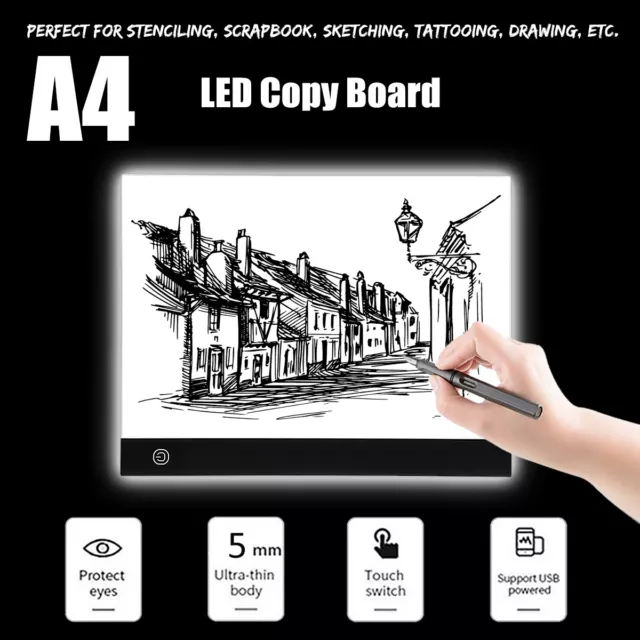 LED Tracing Light Box Board Art Tattoo A4 Drawing Copy Pad Table Stencil Display