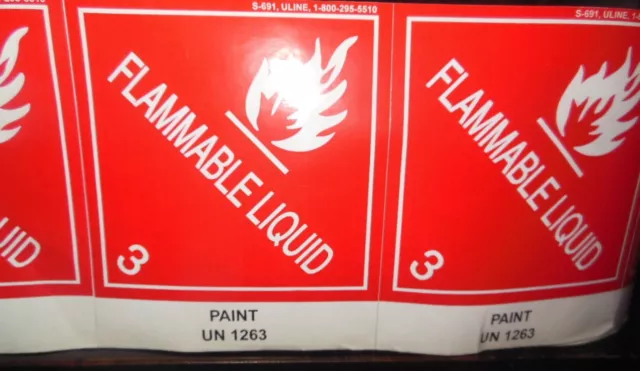 (10) FLAMMABLE LIQUID Decals - Hazard Sticker Warning Label  4" x 4"