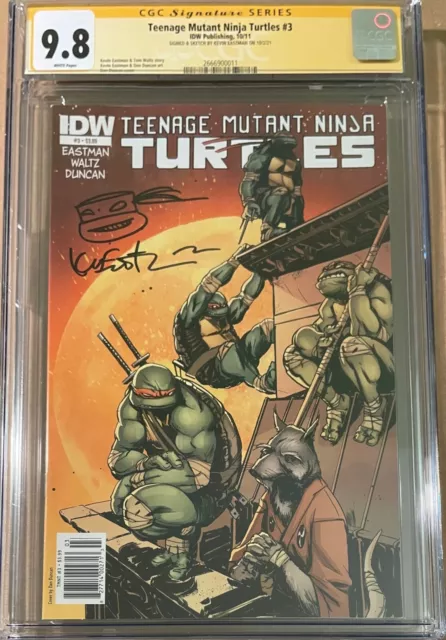 TMNT #3 Newsstand CGC SS 9.8 SIGNED Eastman SKETCH Teenage Mutant Ninja Turtles