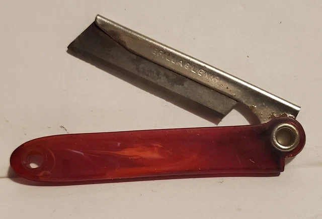 Vintage Lucite Handle Mini Straight Razor 4.5 Inch made in USA