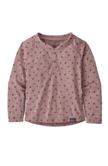 Patagonia Baby Capilene Base layer Midweight Henley Top Pink Floral Size 12-18M