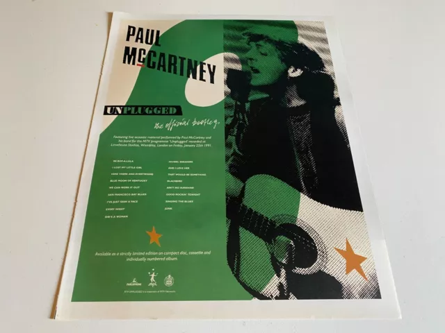 Ptp08 Magazine Advert 12X10" Paul Mccartney Unplugged The Official Bootleg Album