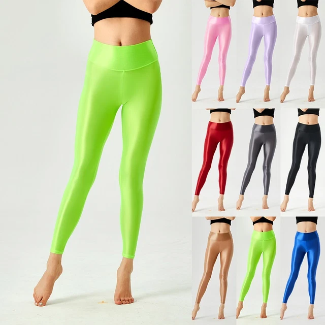 Calze da donna traspiranti collant danza lunghezza intera yoga glossy vita alta