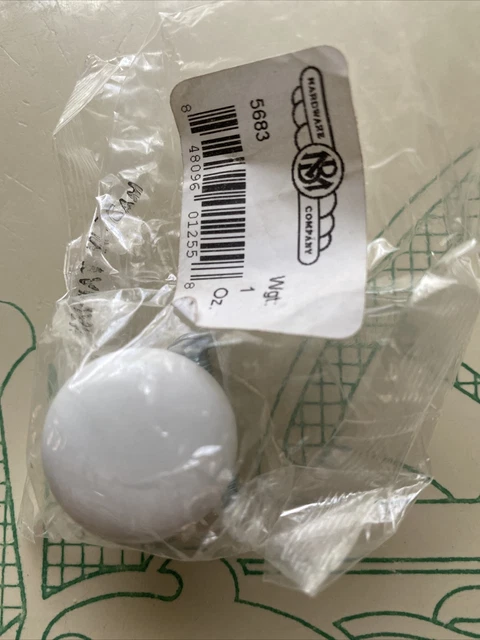 WHITE CERAMIC PORCELAIN CABINET KNOB DRAWER PULL 1 " Hardware Cupboard